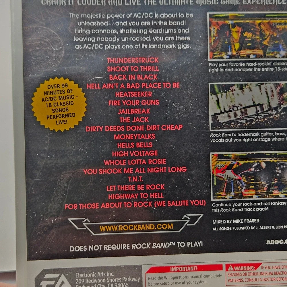 EA AC/DC Live Rock Band Track Pack Nintendo Wii‎ White Factory Sealed Live Hits
